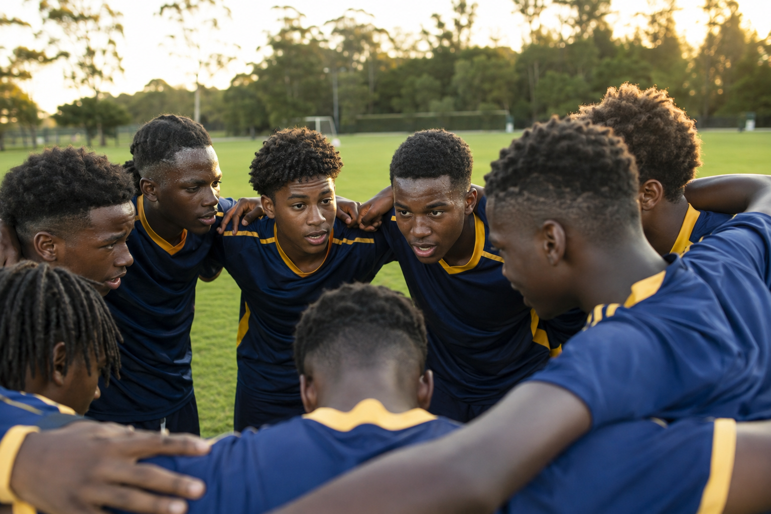 Jeunes joueurs réunis avant l’entraînement